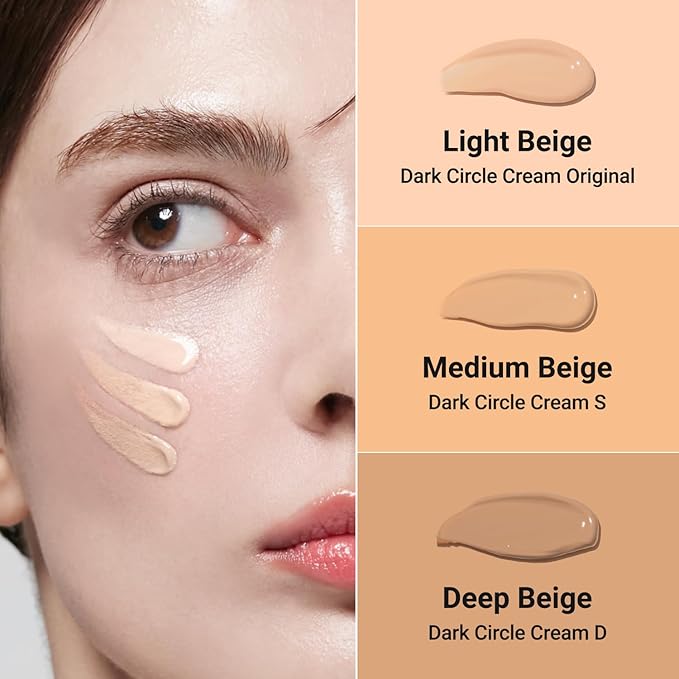 I Lenol Tinted Eye Cream for Dark Circles, Korean Undereye Cover & Care Dual Action Concealer, Hydrating Formula with Niacinamide, Dark Spot Cream 0.52 oz - Light Beige