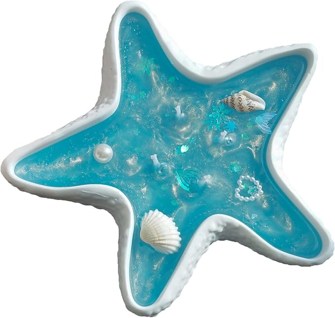 Starfish Shape Scented Candle,Minimalist Starry Night Ocean Jelly Wax Aroma Decorative Candle for Table Photo Prop Gift,4-Wick and Plaster Sculpture for Coastal Zen Home Decor