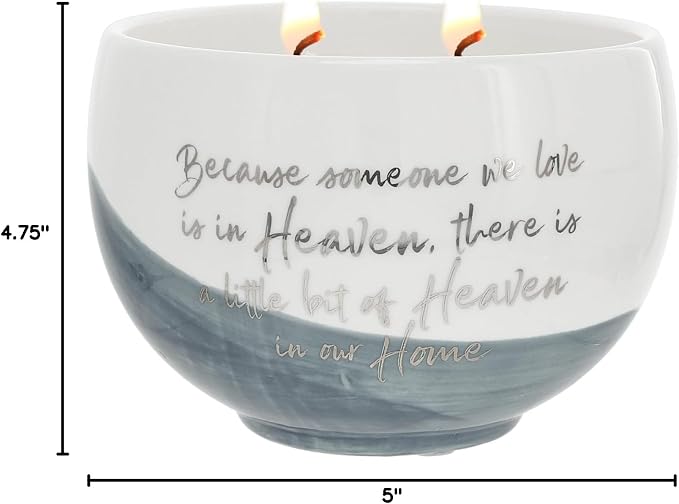 Pavilion Gift Company - Someone We Love is in Heaven, There is A Little Bit of Heaven in Our Home - 15oz Soy Wax Candle in Ceramic Vessel in Memory Loss of Loved One Remembrance Bereavement Gift