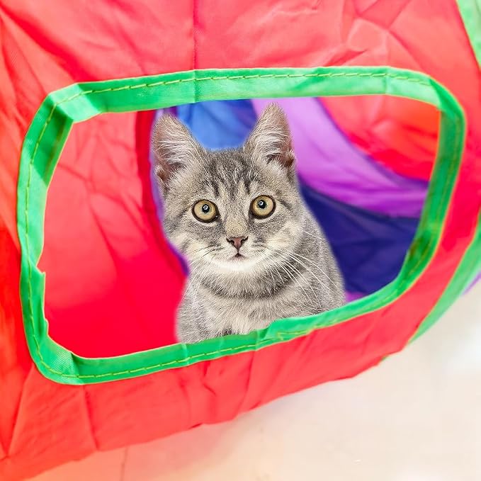 Cat Tunnel, Cat Tunnels for Indoor Cats, S-Shape Foldable Cats Cave