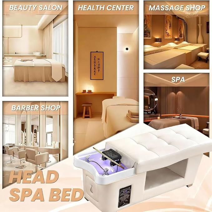 Head Spa Equipment, Massage Table, Japanese Shampoo Bed with Water Cycle & Fumigation Stationary Head Spa Bed for Spa Beauty Salon Barber