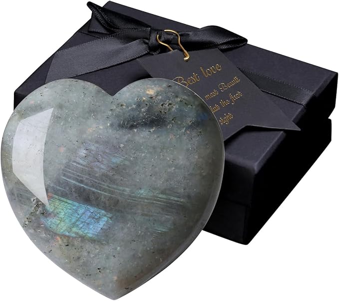 MAIBAOTA 60 mm Moonstone Crystals Large Heart Stone Healing Crystals Natural Crystal Heart Reiki Gemstone Polished Heart Shaped Rocks Meditation Mothers Day Crystal Gifts for Mom Her