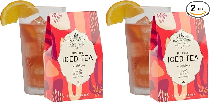 Harney Fresh Brew Iced Tea BLOOD ORANGE 3 2 qt Tea Bags (Pack of 2)