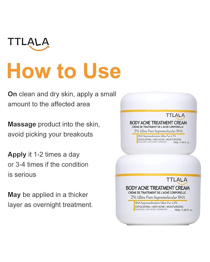 Butt Acne Clearing Treatment, Moisturizer Cream with 2% Salicylic Acid, Tea Tree Oil & Witch Hazel, Body Back Acne Treatment, Cystic Acne Treatment for Skin Delicate and Smooth 5.4oz