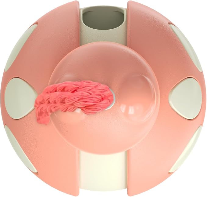 Cat Treat Dispenser Tumbler Food Toy Cats Slow Feed Ball Wand Teaser (Pink)