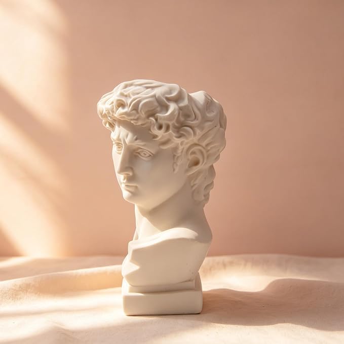 1 Piece David Bust Resin Sculpture Vase 6.5 Inch | Roman Office Home Greek Decor, David Head Planters, Makeup Brush Pen Holders