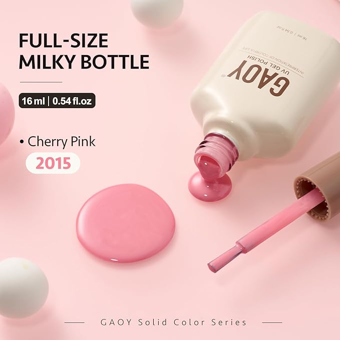 GAOY Pink Gel Nail Polish, 16ml Soak Off Gel Polish, UV Light Cure for Nail Art DIY Manicure at Home, 2015 Cherry Pink