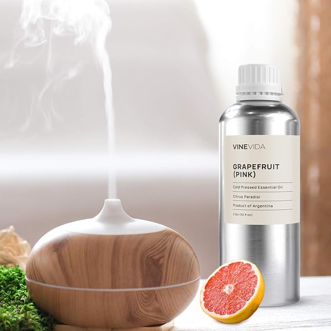 VINEVIDA Pink Grapefruit Essential Oil 32 oz - Undiluted Grapefruit Oil 32 oz - Grapefruit Candle Oil Scent - DIY Candle Scents for Candlemaking - Bulk Essential Oil for Soap Making