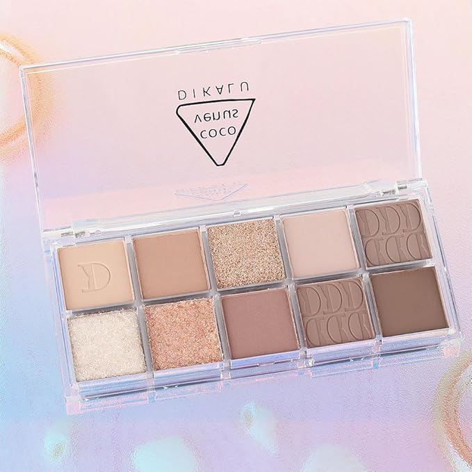 10Colors Light Brown Nude Silver Eyeshadow Palette Makeup,Natural Neutral Eye Shadow,Naturing-Looking Long Lasting Waterproof Blendable Hypoallergenic Suitable for Beginners