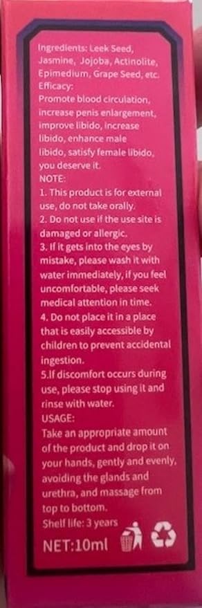 Enlargement Massage Oil for Men 10ml Herbal Enlarge 0.34floz (2)