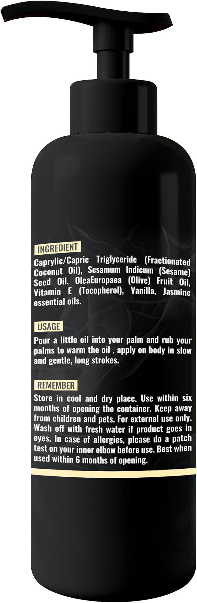 Organic - Vanilla Full Body Massage Oil - No Stain & Non-Sticky | with Fractionated Coconut Oil, Vanilla & Jasmin Oil | for Massage Therapy - 8.45 Fl Oz