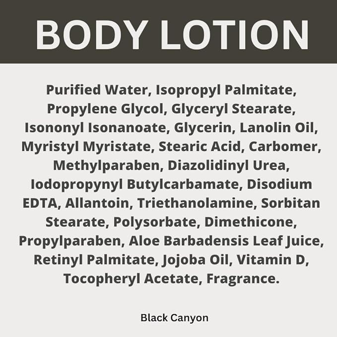 Black Canyon Tobacco Vanilla Scented Body Lotion with Lanolin and Jojoba Oil, 12 Oz
