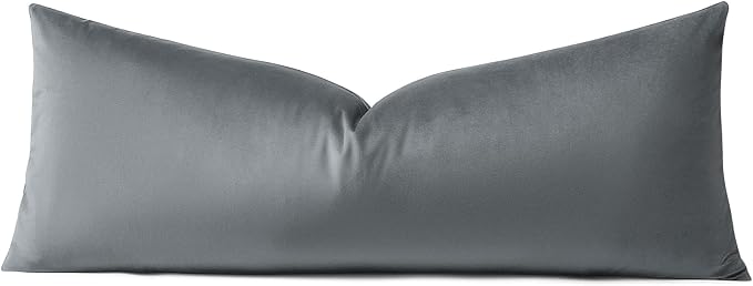 Artscope Luxury Velvet Lumbar Pillow Cover Super Soft Decorative Rectangle Pillowcases Soft Solid Cushion Cases for Couch Sofa Bedroom Car Decor 14x36 Inch Graphite Grey