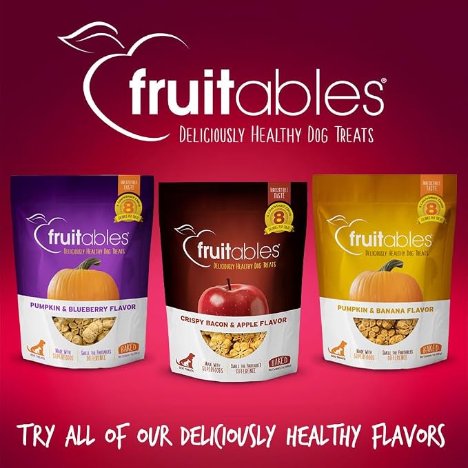 Fruitables Baked Dog Treats, Healthy Pumpkin Snacks for Dogs, Low Calorie & Delicious, No Wheat, Corn or Soy, Puppy Training Treats, Made in the USA, Pumpkin and Cranberry Flavor, 7oz (Pack of 2)