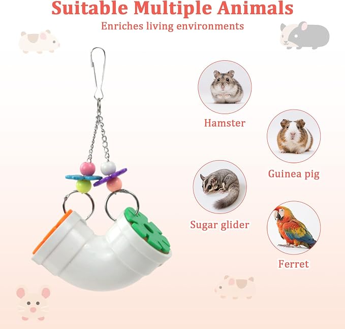 Hamster Enrichment Toys, Mouse Rat Enrichment Toys, Hanging Slow-Feeding Dispenser, Interactive Rat Cage Treat Dispenser Toy, for Small Foraging Pets Like Hamsters, Guinea Pigs, Ferrets