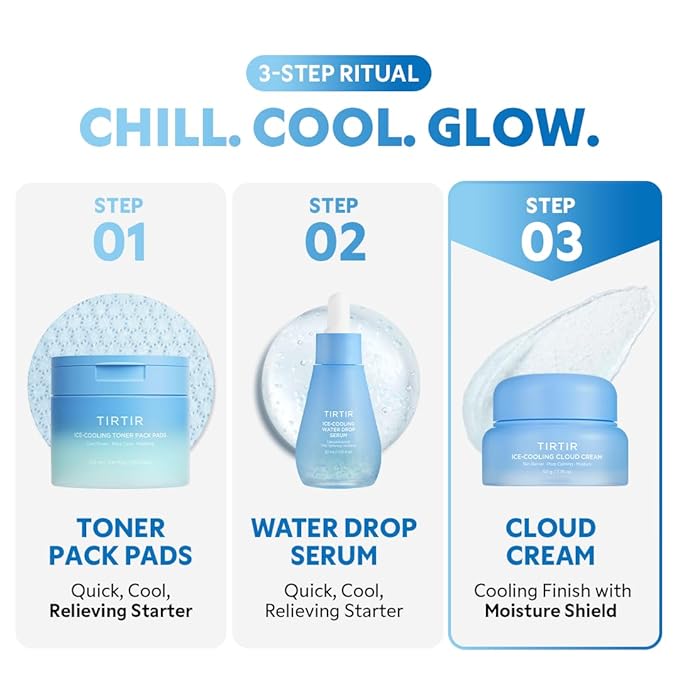 TIRTIR Ice-Cooling Cloud Cream | -4.36°C Instant Cool Down Firming Face Moisturizer for Day and Night Korean Skincare (1.76 Fl Oz)