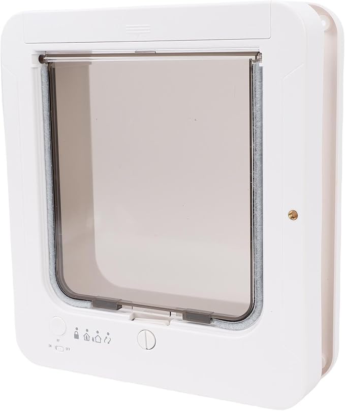 Smart Cat Door, Collar Activated Pet Door Automatic Sensing 2 Way Entry High Grade Plastic Safety Guard for Home Pets