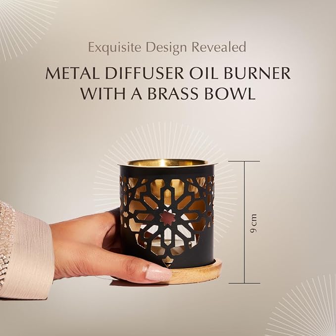Dukhni Oud Essential Oil Diffuser Blend & Candle Burner | 6 x 10ml Arabic Oils with Diffuser| Relax with Home Aromatherapy, for Relaxation, Massage & Candle Making, Islamic Gift