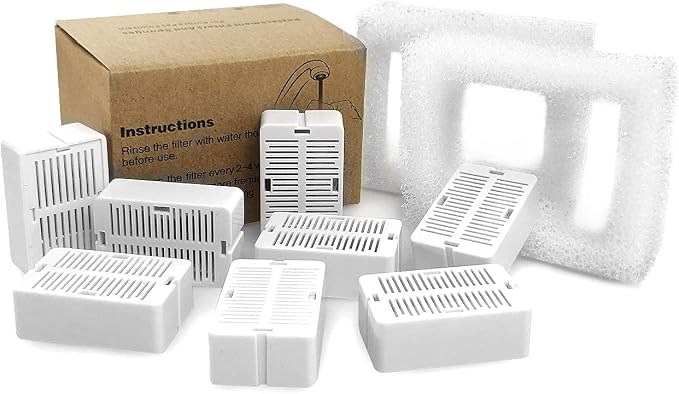 Replacement Filters for 360 Ceramic Pet Fountain | 10 Pack Replacement Filters for Wonder Creature Aurora /Cup Cake Pet Fountain(8Carbon Filters+2 Foam Filters)