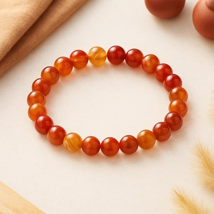 8mm Natural Gemstone Beaded Bracelet for Women, Dainty Round Crystal Stretch Bracelets, Spiritual Healing & Calming Stone Jewelry Gift