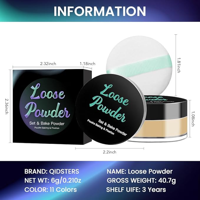 Blurring Loose powder, Silky Setting Powder for all skin Built-in powder puff (Warm Tan, 0.21 Fl Oz (Pack of 1))