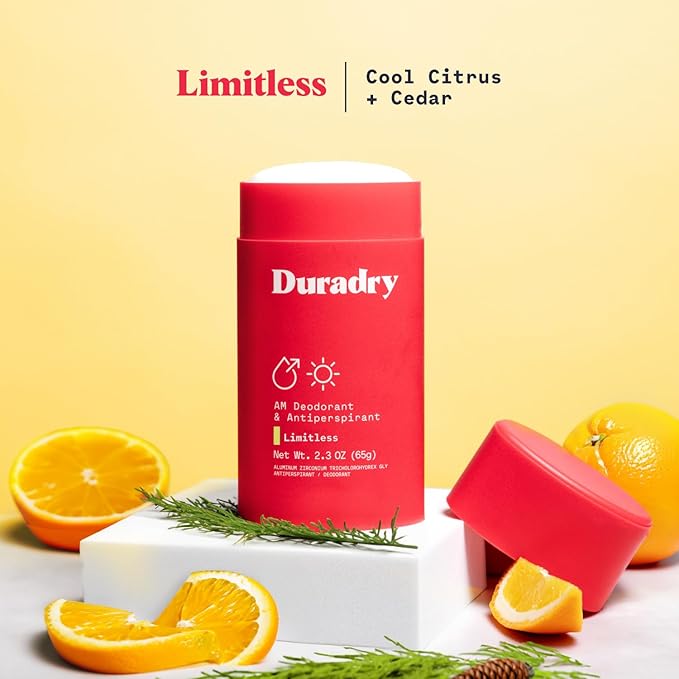 Duradry Clinical-Strength Antiperspirant Deodorant for Women and Men – Clean Formula with Natural Ingredients for Odor and Excessive Sweat Protection – (Cool Citrus + Cedar)2.3 Oz