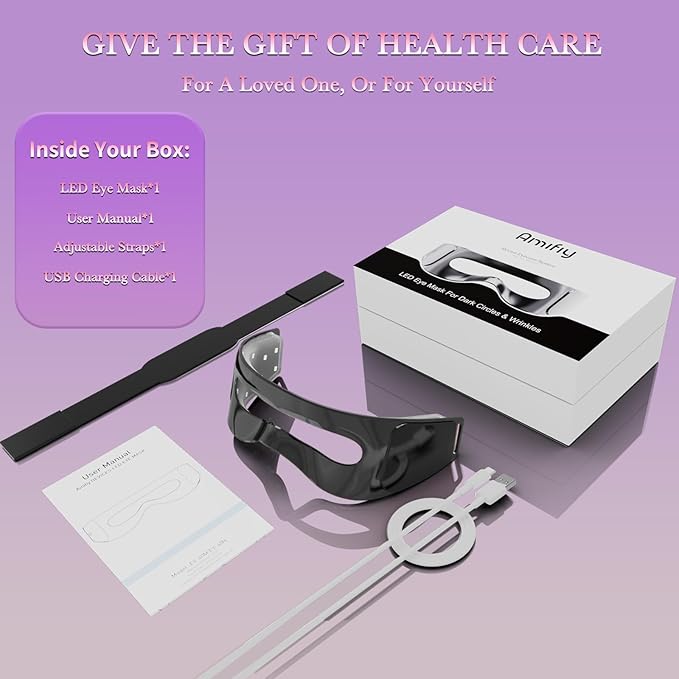 Red Light Therapy Eye Mask, Red Light Therapy for Eyes with 3-Minute Treatment, Under Eye Mask for Dark Circles, Eye Bags, Fine Lines & Wrinkles, Rejuvenating Eye Massager (Black)
