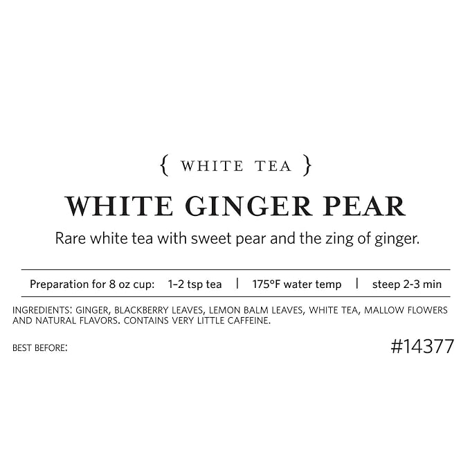 Tea Forte Premium Loose Leaf Tea Blend, Resealable 1 Pound Bag, Makes 160-175 Cups, White Ginger Pear Tea