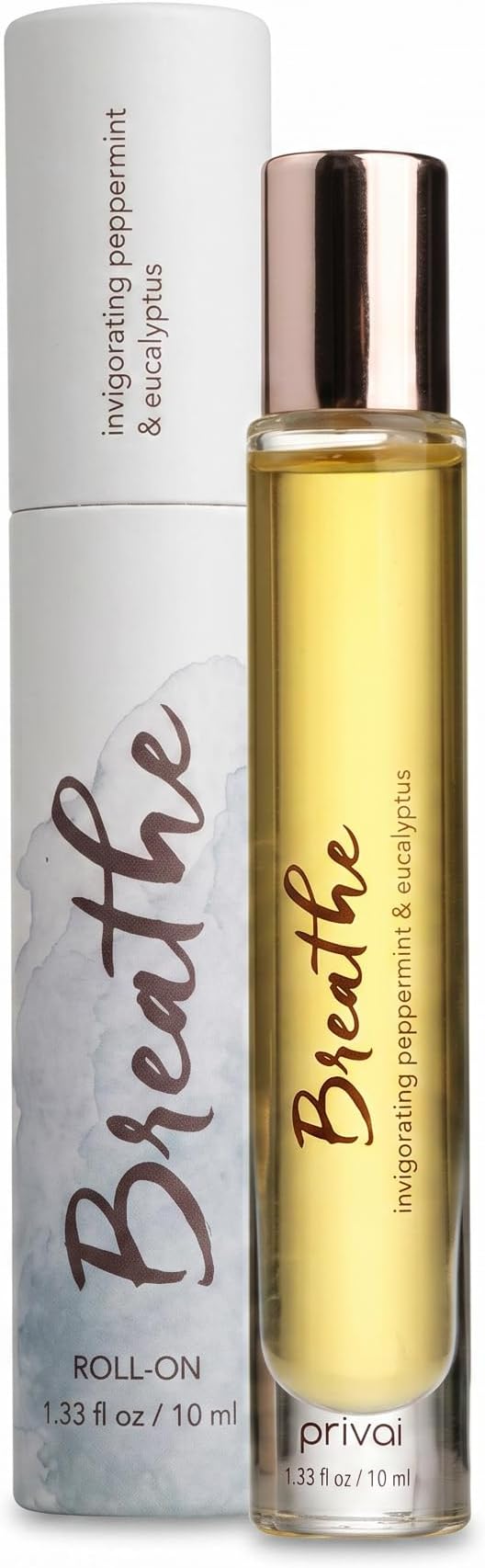 PRIVAI Peppermint & Eucalyptus Essential Oil Roller - 10 ML - Breathe, Refreshing Aromatherapy - Refreshing Travel Size - Roll-On with Jojoba Oil – Invigorating Wellness Blend for Everyday Self Care