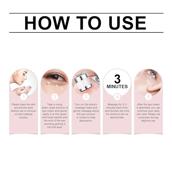 Electric Massage Eye Cream for Dark Circle,Electric Massage Polypeptide Eye Cream,Under EyeCream Firm and Smooth Fine Lines with Gentle Vibration for Firming Hydrating and Refreshing (1.76oz)