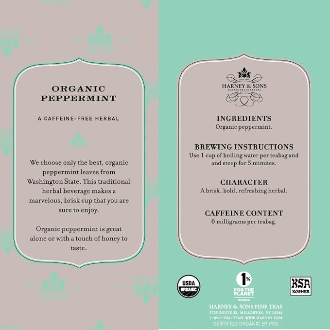 Harney & Sons Variety Pack Premium Tea Bags, 6 Flavors, 20 Tea Bags Each, (Egyptian Chamomile, English Breakfast, Hot Cinnamon Spice, Organic Peppermint, Japanese Sencha, Decaffeinated Ceylon )