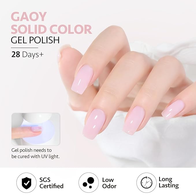 GAOY Baby Pink Gel Nail Polish, 16ml Soak Off UV Light Cure Gel Polish for Nail Art DIY Manicure at Home, Color 1525