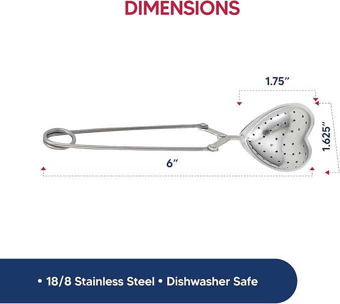 HIC Kitchen Snap Tea Infuser, Heart-Shaped, 18/8 Stainless Steel, For Loose Leaf Tea and Mulling Spices