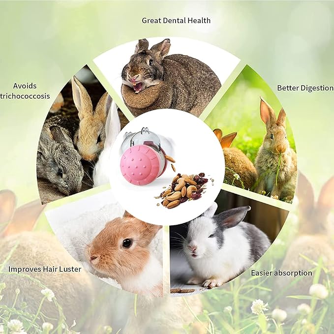 Interactive Treat Ball for Rabbits, Rabbit Snack Toy Ball, Sports and Entertainment Treats Interactive Game, Roll and Push, Enrichment Foraging Toys for Rabbits