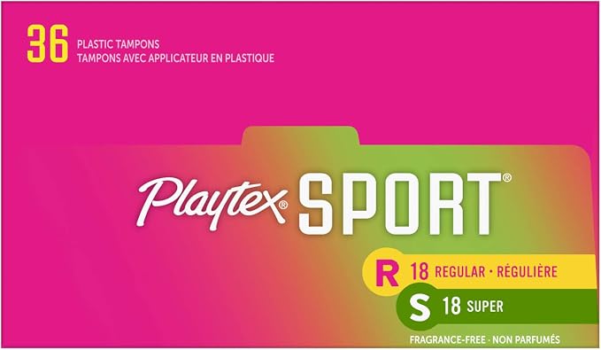 Playtex Sport Tampons with Flex-Fit Technology, Regular and Super Multi-Pack, Unscented - 36 Count