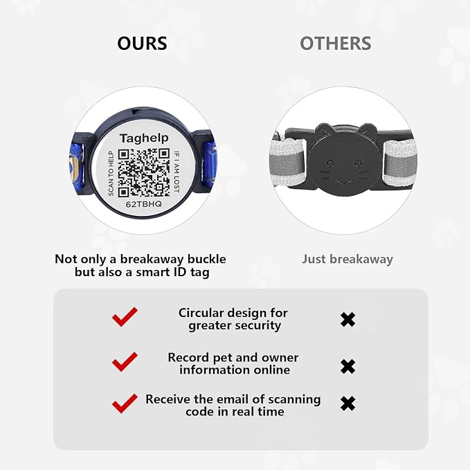 Waterproof Airtag Cat Collar Breakaway, Moons and Stars Safety Breakaway Cat Collars with Apple Airtag Holder with Qr Code, Adjustable GPS Tracker boy Girl Kitten Collar (Black B)