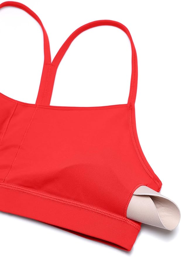 CRZ YOGA Butterluxe Y Back Sports Bras for Women - Padded Racerback Low Impact Spaghetti Thin Strap Workout Yoga Top