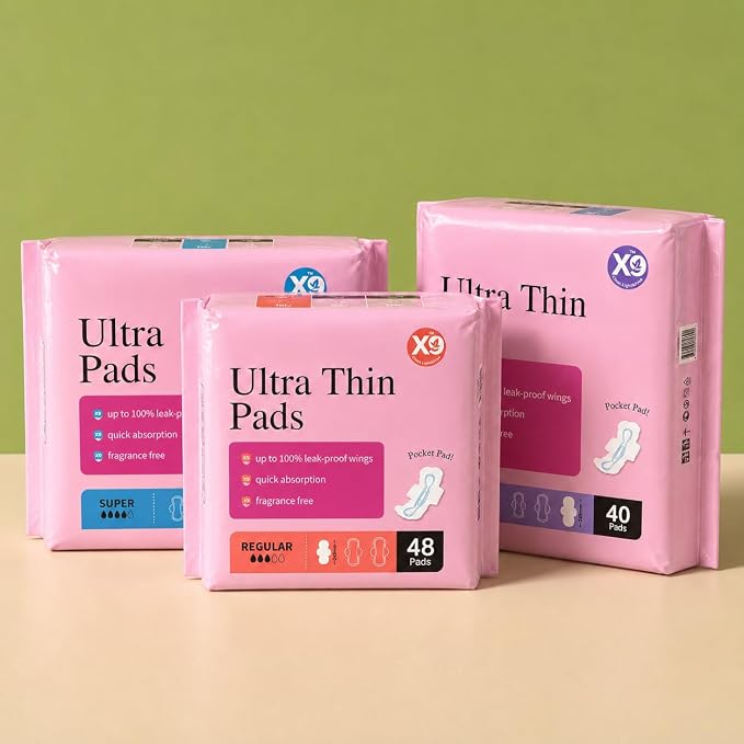 Ultra Thin Pads for Women with Wings, Overnight Period Pads, Lightweight & Discreet Feminine Pads, Nighttime Protection, 40 Count