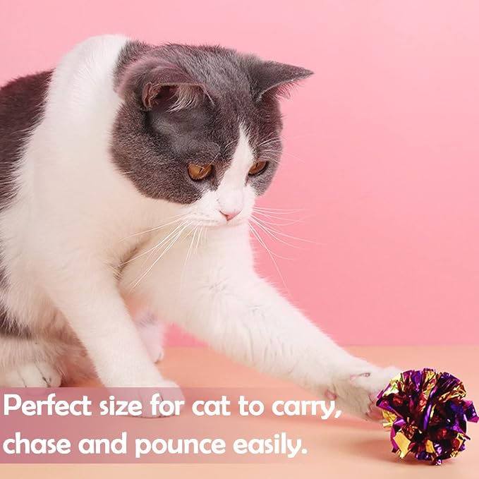 PET SHOW 20 Pack Cat Toy Crinkle Balls 2.5inch for Indoor Cats Kittens