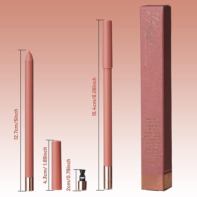 Nude Lipliner Pencil, Retractable Lip Liner Orange with Built-in Sharpener, High Pigmented Lip Liner for Women, Waterproof, Long Lasting (Girls Trip)