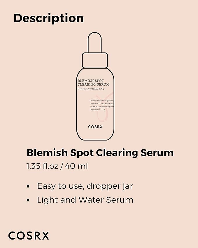 COSRX AC Collection Blemish Spot Clearing Serum, 40ml / 1.35 fl.oz | Centella, Niacinamide, EGF Serum | Cruelty Free, Paraben Free, Korean Skin Care