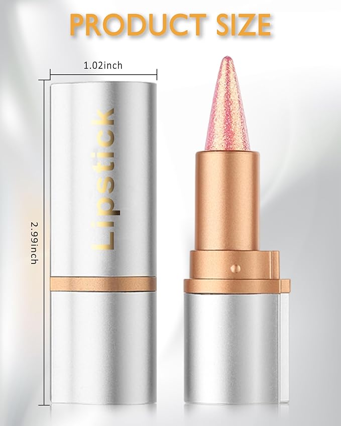 Pink Glitter Lipstick Lip Liner,Shimmer Metallic Matte Long-Lasting Waterproof Non-stick Lip Tint Stain,High Pigmented Lip Gloss Full Coverage lipcolor Pen,Christmas Makeup Gift for Women Girl-01
