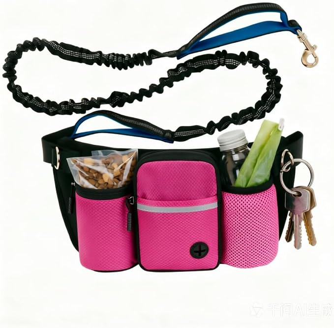 Dog Treat Pouch for Training, Rose Red