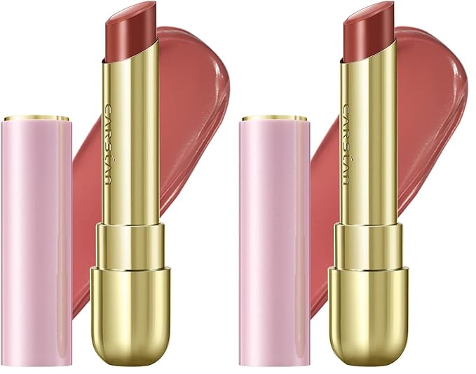 CARSLAN Moisturizing Creamy Lipstick, Long-lasting High Pigmented Lip Color, Smooth, Hydrating, Nude Pink, 01 (Pack of 2)