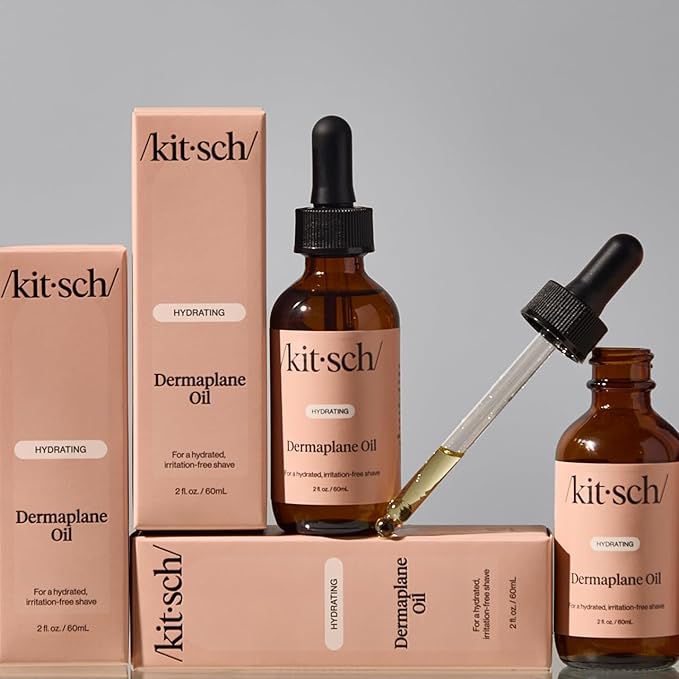 Kitsch Dermaplane Face Oil with Jojoba & Argan Oil – Hydrating Facial Formula for Dermaplaning Tool, Gua Sha & Razor Use – Irritation-Free Shave Oil for Soft, Radiant Skin – 2oz (Pack of 2)