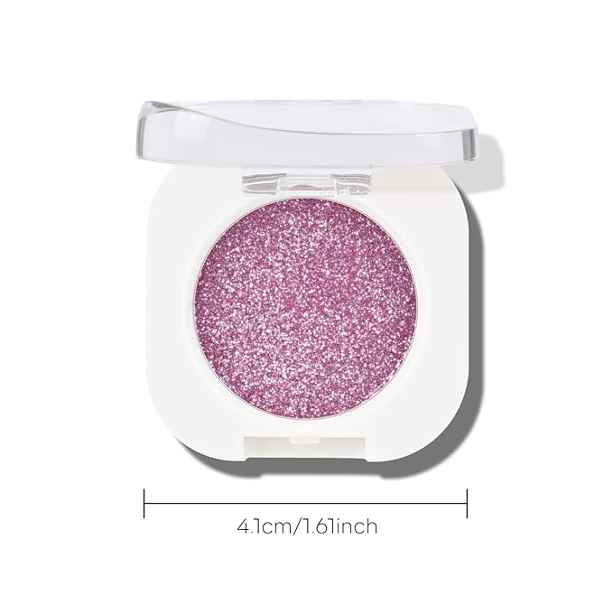 KYDA Purple Glitter Single Eyeshadow, Bright Purple Shimmer Glow Eyeshadow, Ultra-fine Lightweight, Crease-proof High Pigmented Formula, Korean Mini Eyes Makeup, Glam Rock