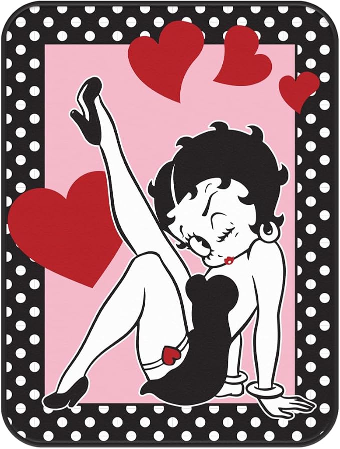 Silver Buffalo Betty Boop, Vintage, Hearts, Fleece Throw Blanket, 45x60in | Soft and Cozy, 185 GSM