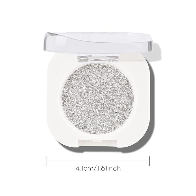 KYDA Silver Glitter Eyeshadow, Sparkling Metallic Silver Eyeshadow, Ultra-fine Lightweight, Crease-proof High Pigmented Formula, Mini Glitter Eyes Makeup, Cold Brew