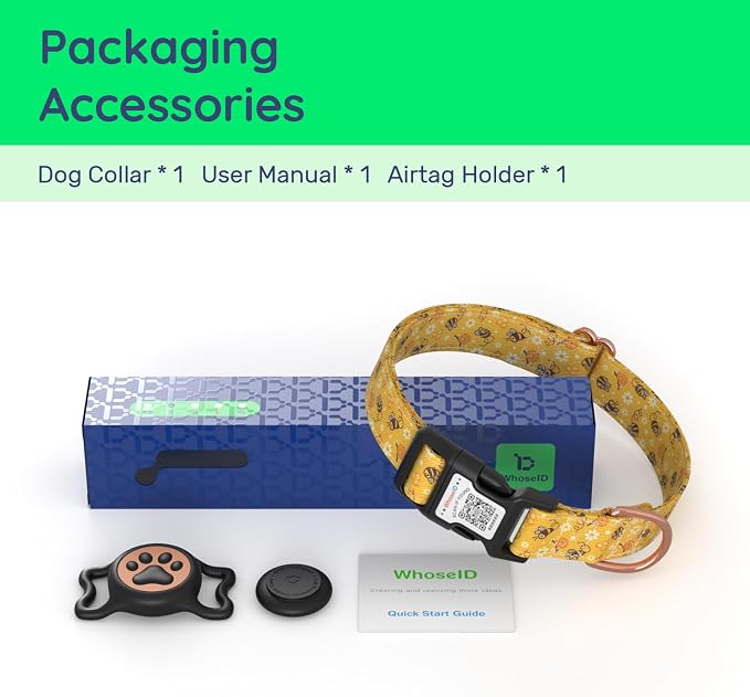 Airtag Dog Collar,with Waterproof airtag Holder,Original Stylish Cute Pattern Design.QR Code ID Buckle,Comfortable Soft Cotton for Small Medium Large Dogs