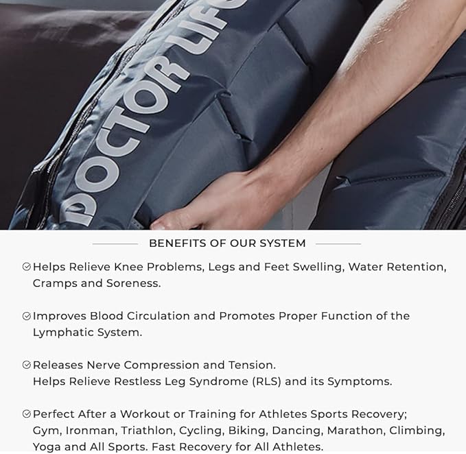 DOCTOR LIFE (FSA-HSA Sequential Air Compression Leg Massager : Device, Foot and Leg Recovery Boots - Improved Blood Circulation and Fast Sports Recovery (SP-1000, L)